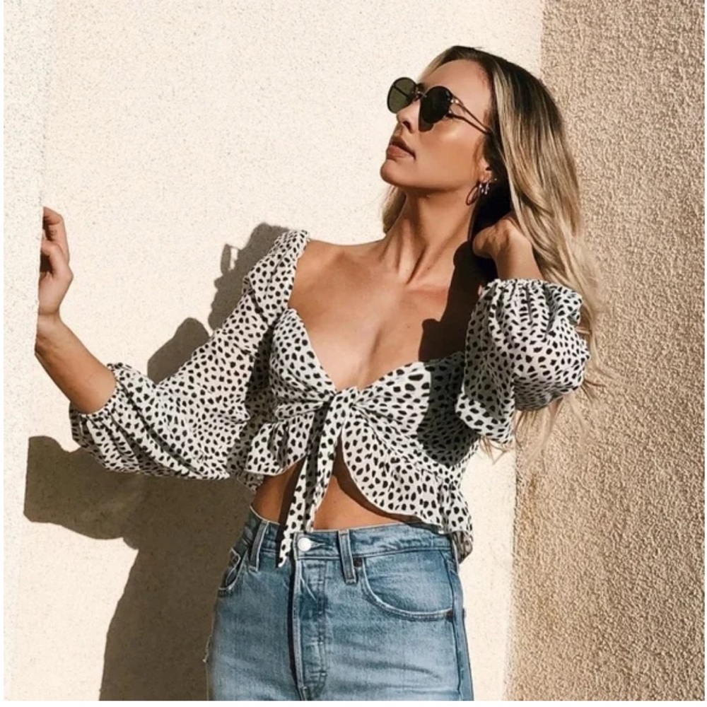 Lani the label spotted long sleeve crop top